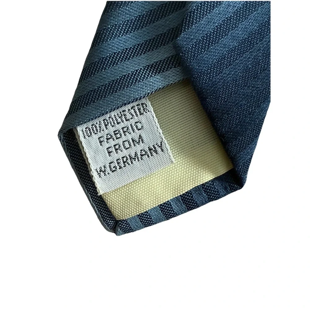 Vintage Beau‎ Brummel Tie Necktie Blue Striped 100% Polyester Fabric W. Germany